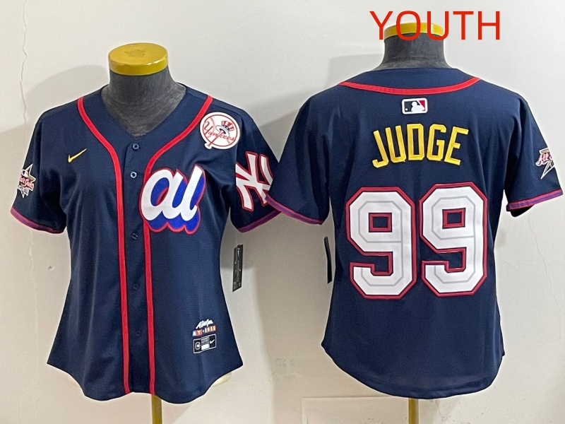 Youth 2025 New York Yankees 99 Judge dark Blue All star Nike MLB Jersey style 003